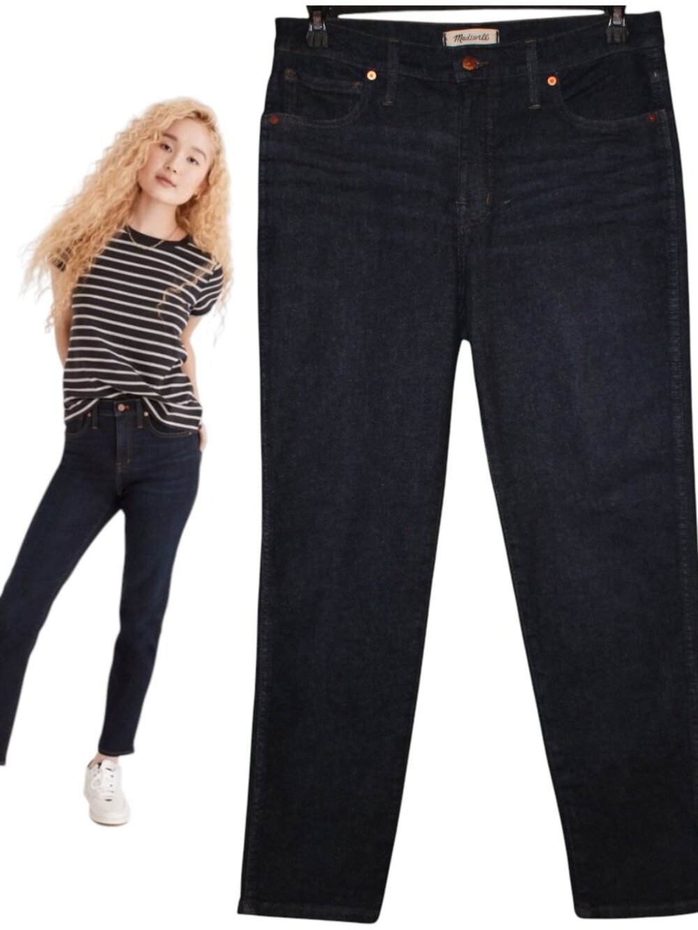 Madewell Mid-Rise Stovepipe Jeans Size 31 Dark Indigo Wash Straight Leg
